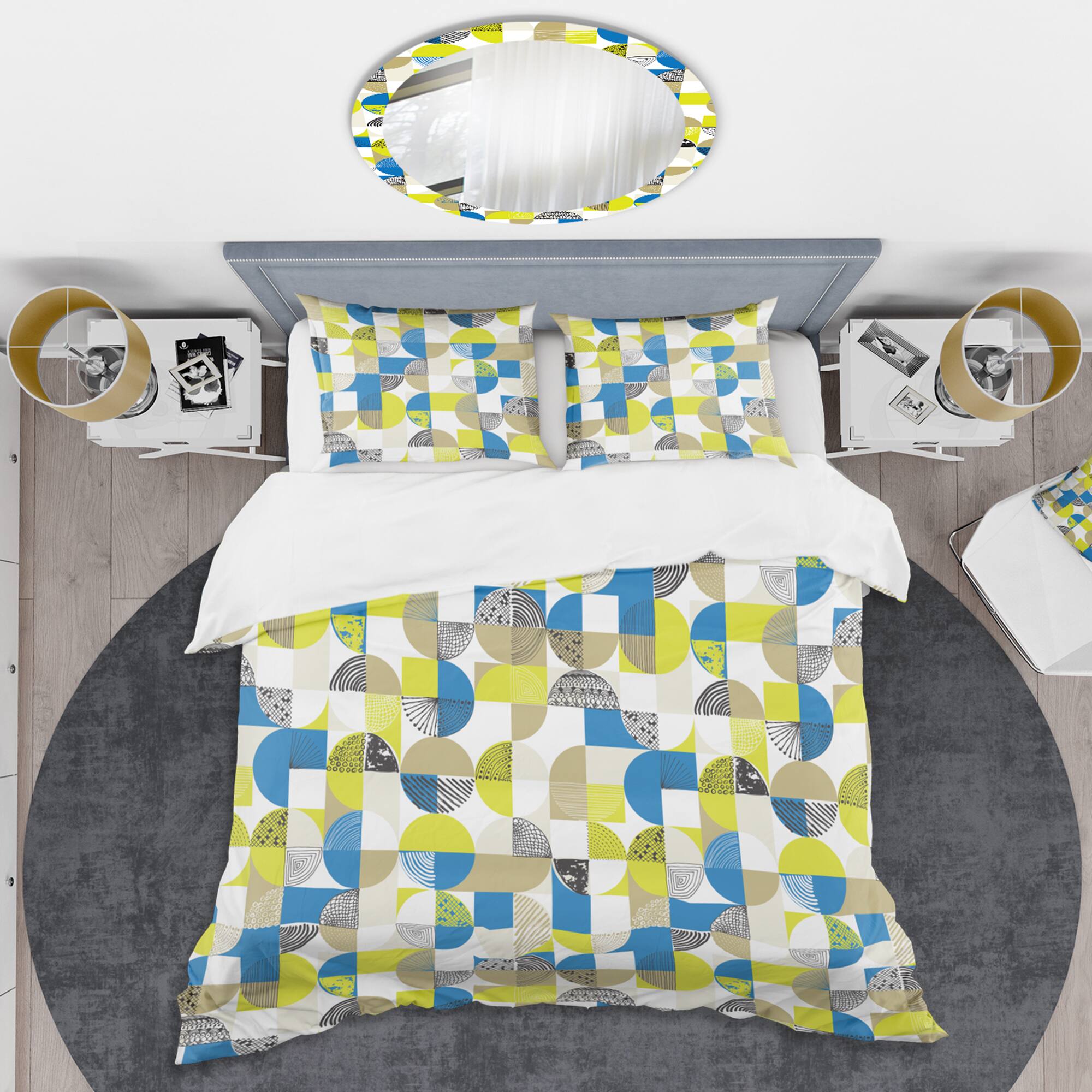 Designart 'Circular Retro Design I' Mid-Century Duvet Cover Set